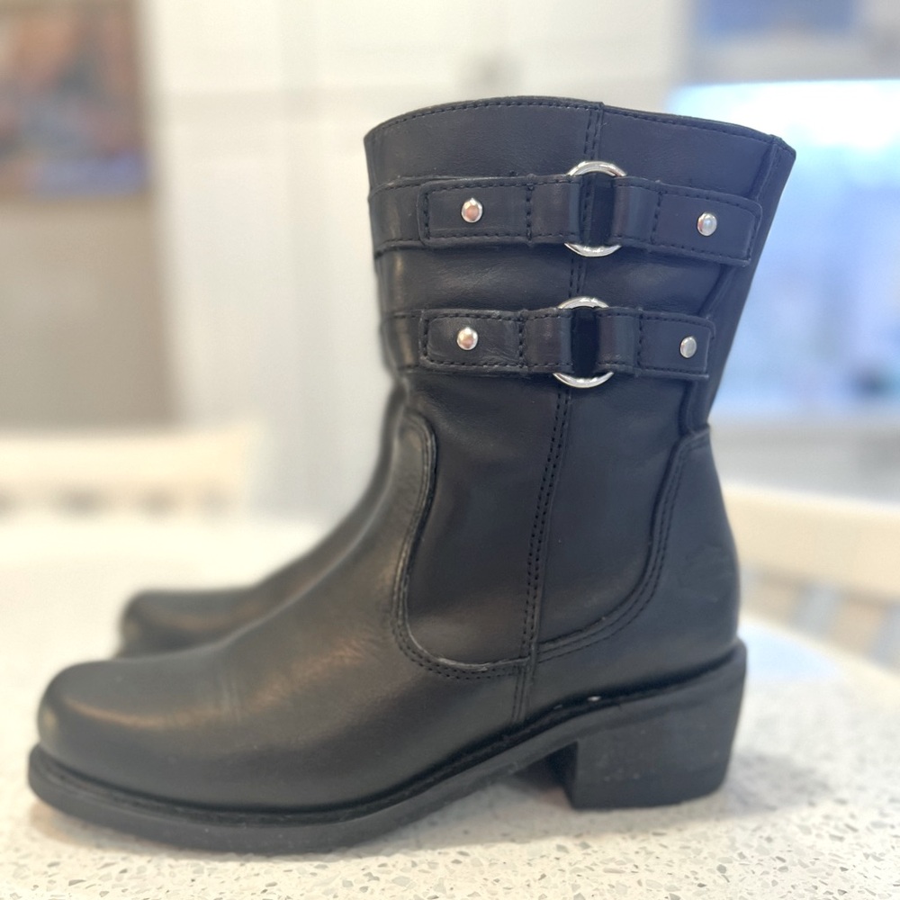 Harley Davidson PIPER 9" Double Harness D84256 Zip Boots - Size 6.5